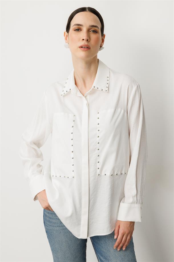 Zımba Detay Gömlek-KEMIK