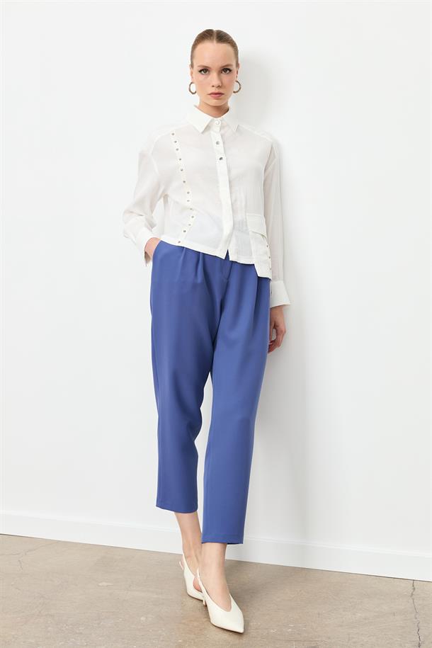 Zımba Şerit Detaylı Gömlek-EKRU