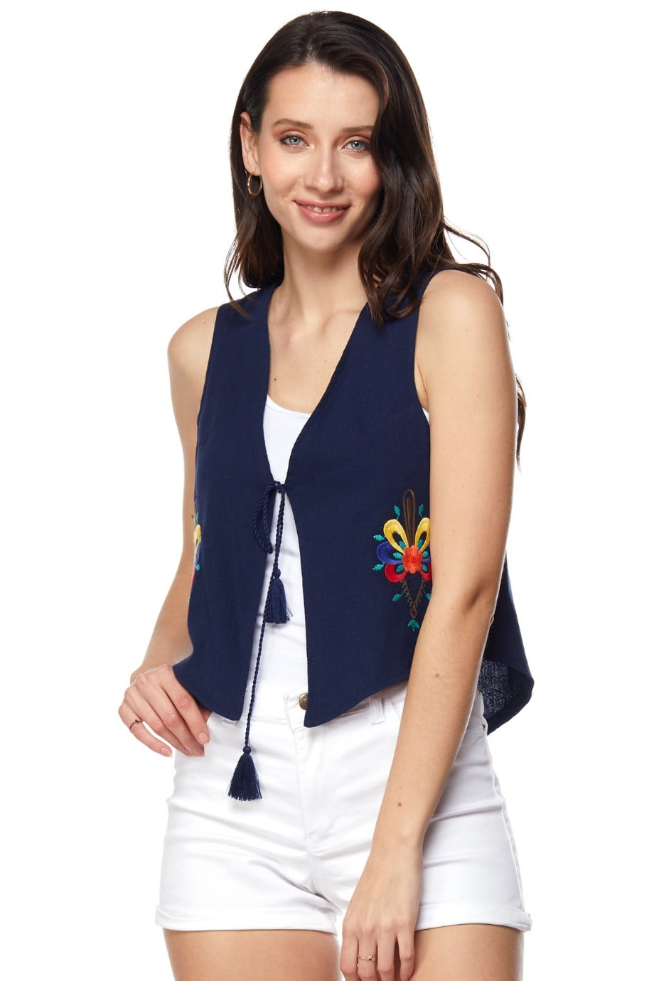  Lacivert Nakışlı Yelek