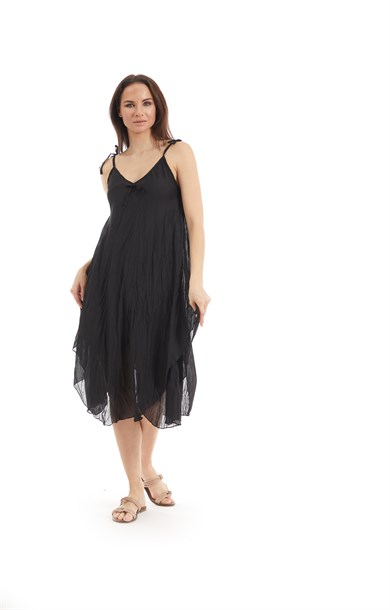 Şile Bezi Siyah Düz Desen  Vual Elbise 
