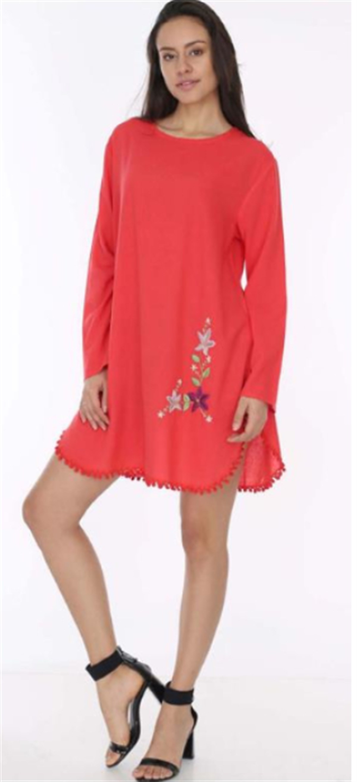 Kırmızı Şile Bezi Handmade (El Nakışlı) Tunik