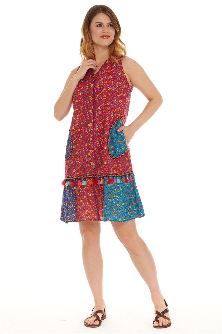 Kolsuz Pembe Vual Püskül Detaylı Kısa Elbise 