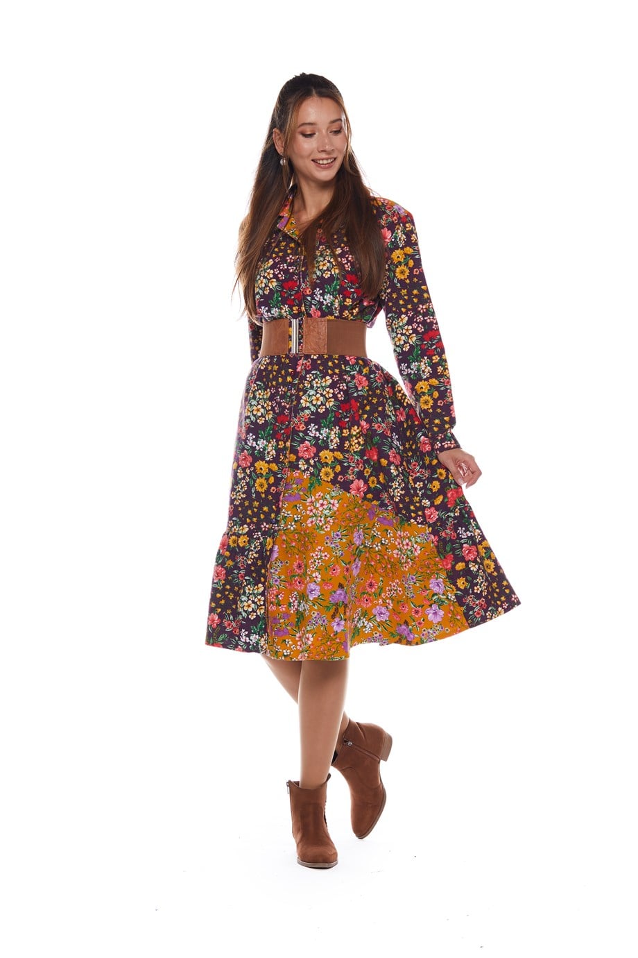 Mor Nihal Bahar Desen Elbise