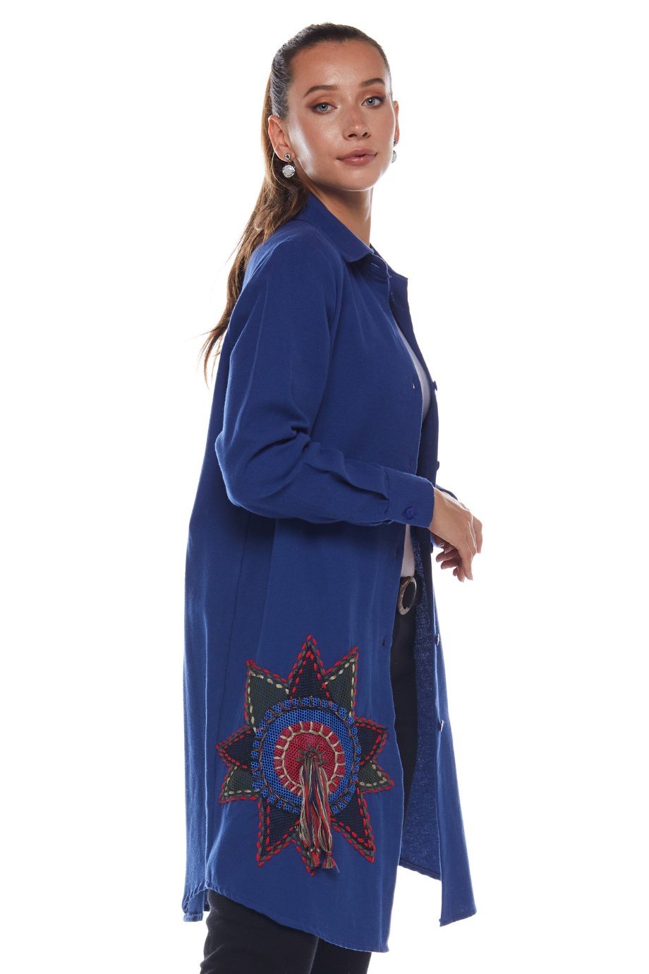 Pazen Saks Otantik İşlemeli Tunik