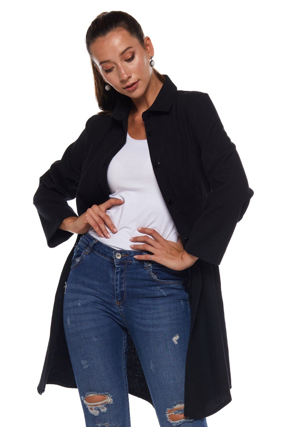 Pazen Siyah Otantik Düz Tunik