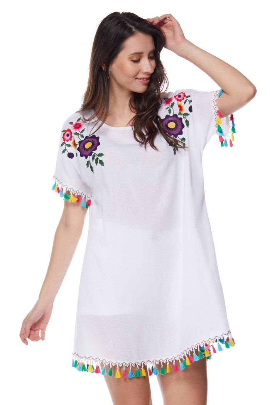 Şile Bezi Beyaz Çiçekli Tunik