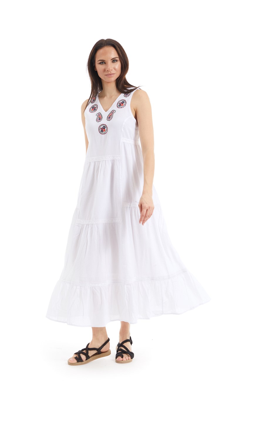 Şile Bezi Beyaz Otantik Nakışlı Elbise