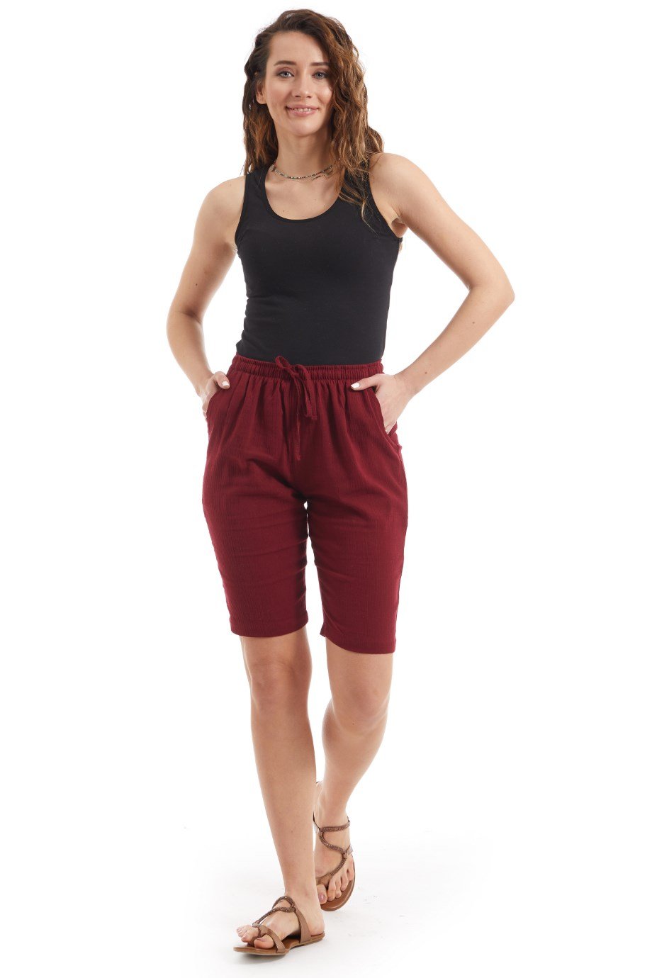 Şile Bezi Kadın Bordo Şort