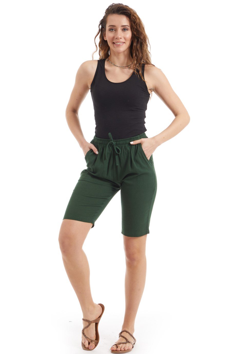 Şile Bezi Kadın Yeşil Şort