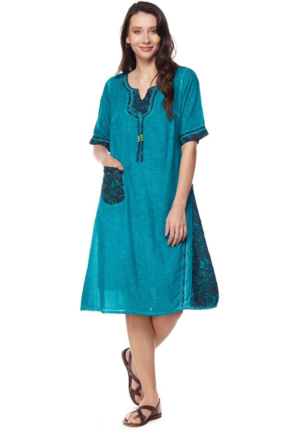 Nile Green Authentic Patterned Pocket Dress Nile Green Authentic Patterned Pocket Dress