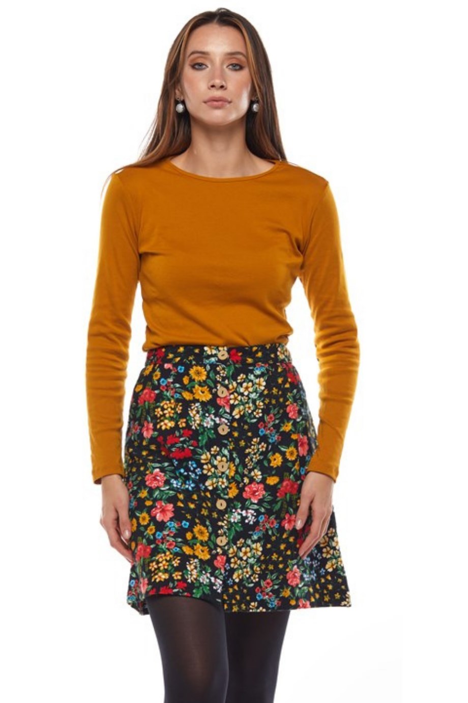 Black Spring Pattern Short Skirt