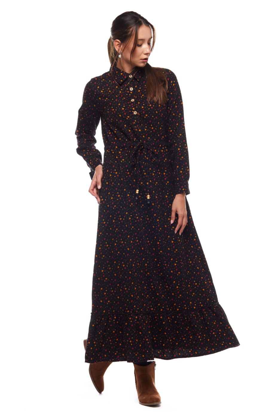Black Crispy Long Dress