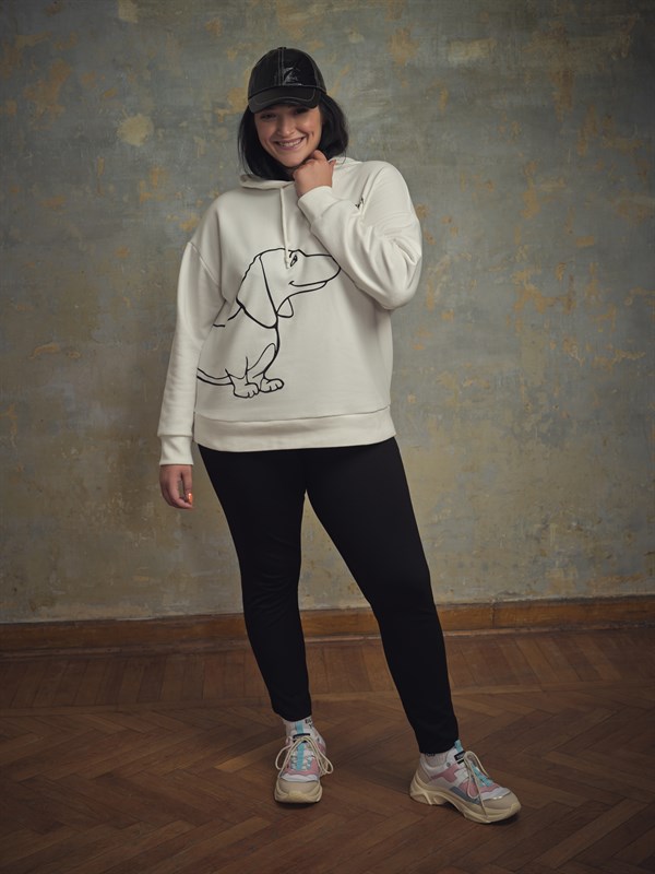 BROOKLYN Kapüşonlu Baskılı Kadın Sweatshirt