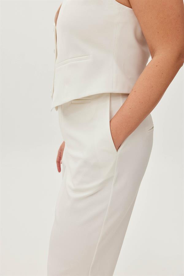 KARMEN Klasik Kumaş Beyaz Pantolon