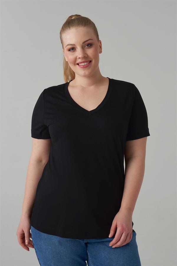 Tencel™ BLU V Yaka Basic Kısa Kollu Kadın T-shirt