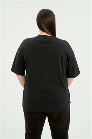 HENRY Yuvarlak Yaka Yarım Kol Kadın T-shirt Siyah