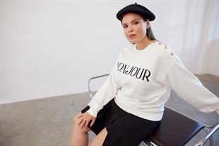 ISOLA Düğme Detaylı Sweatshirt Ekru