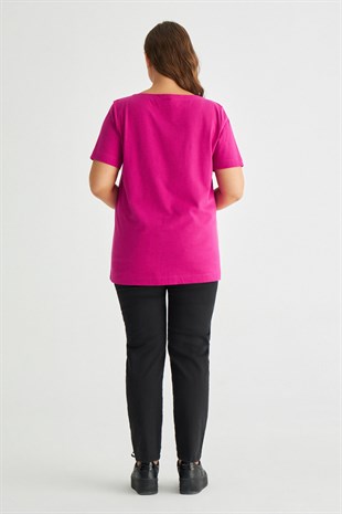 JENNY Kayık Yaka Basic Kısa Kollu Kadın T-shirt