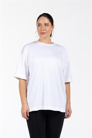 MORRISS Yuvarlak Yaka Basic Düşük Omuzlu Rahat Kalıp Kadın T-shirt