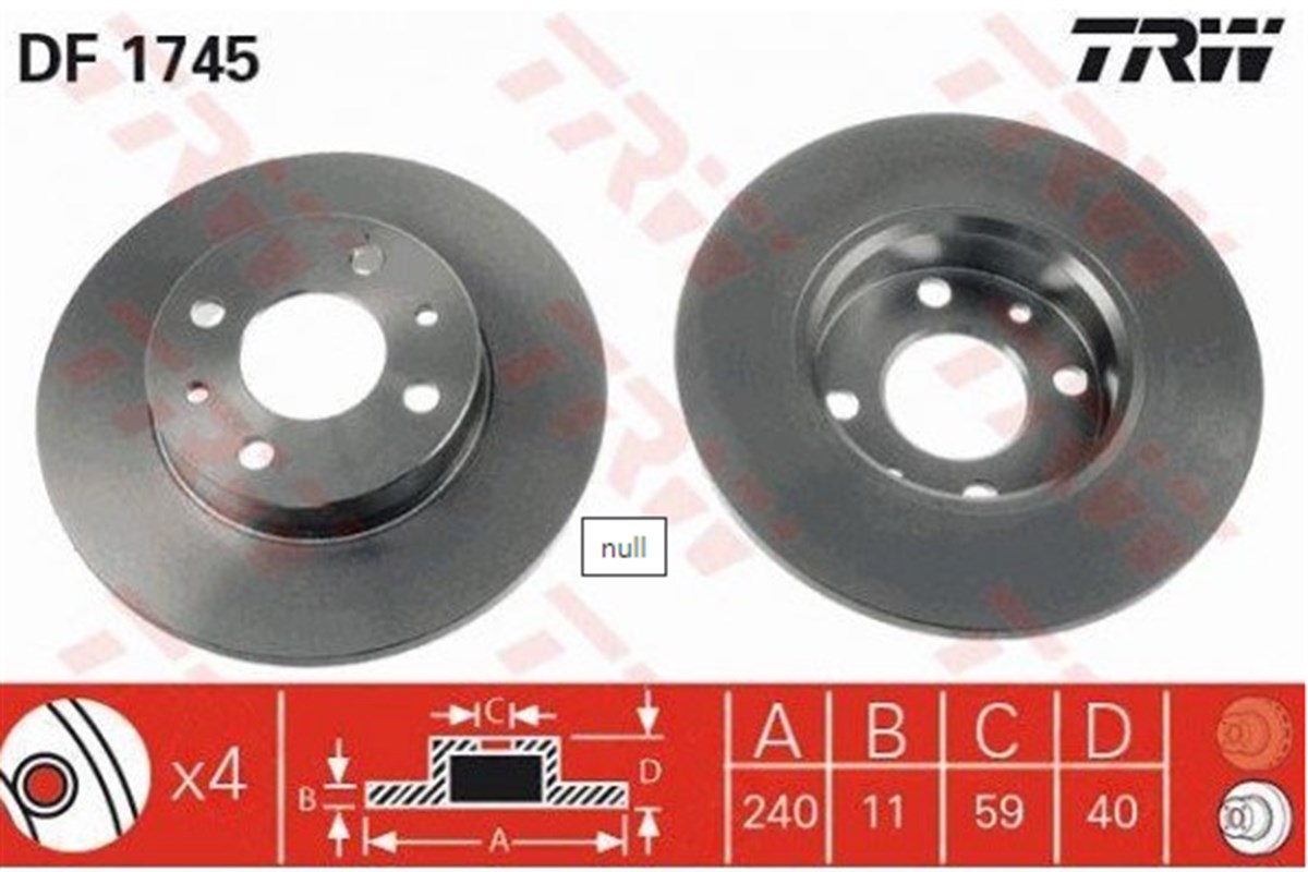 Ön Fren Diski Düz 240.5mm Fiat Tempra Tipo Doğan SLX 2000-BX561380 TRW DF1745-7663465