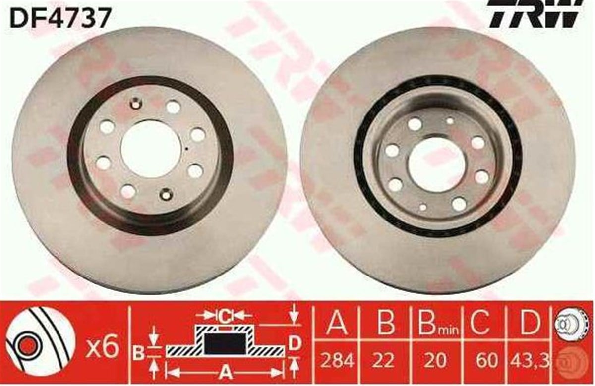 Fren Diski Ön  Fiat Palio 1.2 1.6 Siena 1.4 1.6 16V TRW DF4037-46419204