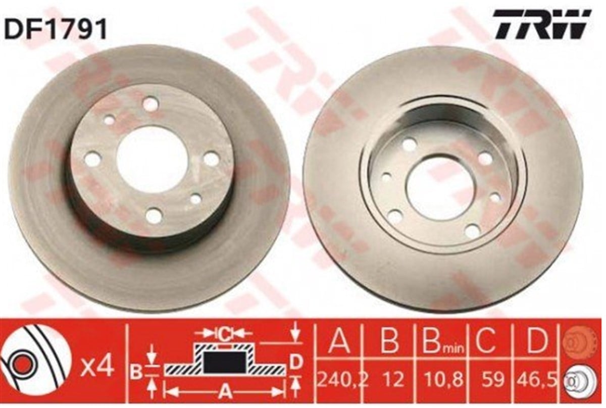 Fren Diski Ön Fiat Uno 70 Tüm Seri BX561326 TRW DF1791-5961814
