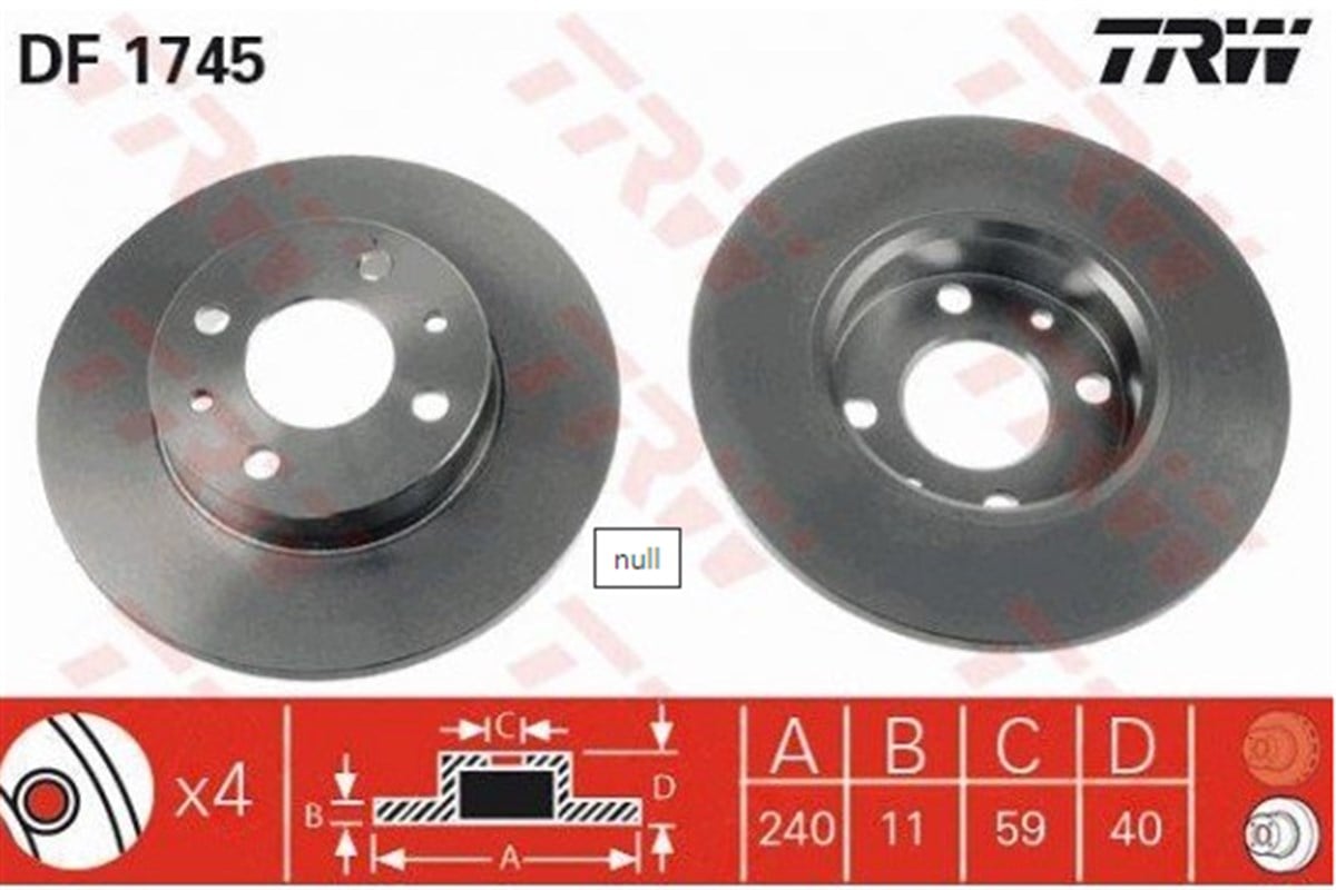 Ön Fren Diski Düz 240.5mm Fiat Tempra Tipo Doğan SLX 2000-BX561380 TRW DF1745-7663465