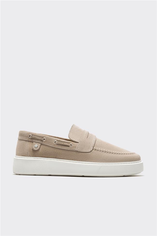 Bej Deri Erkek Günlük Loafer