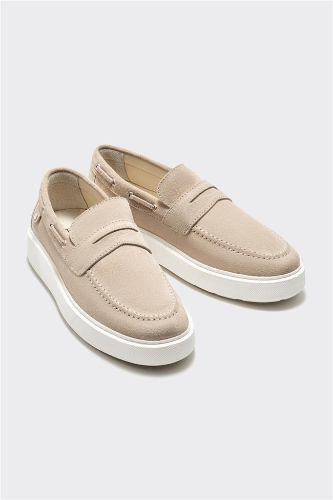 Bej Deri Erkek Günlük Loafer