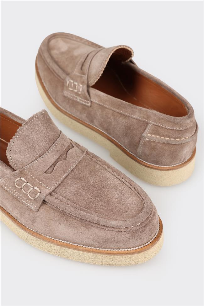Bej Deri Erkek Loafer