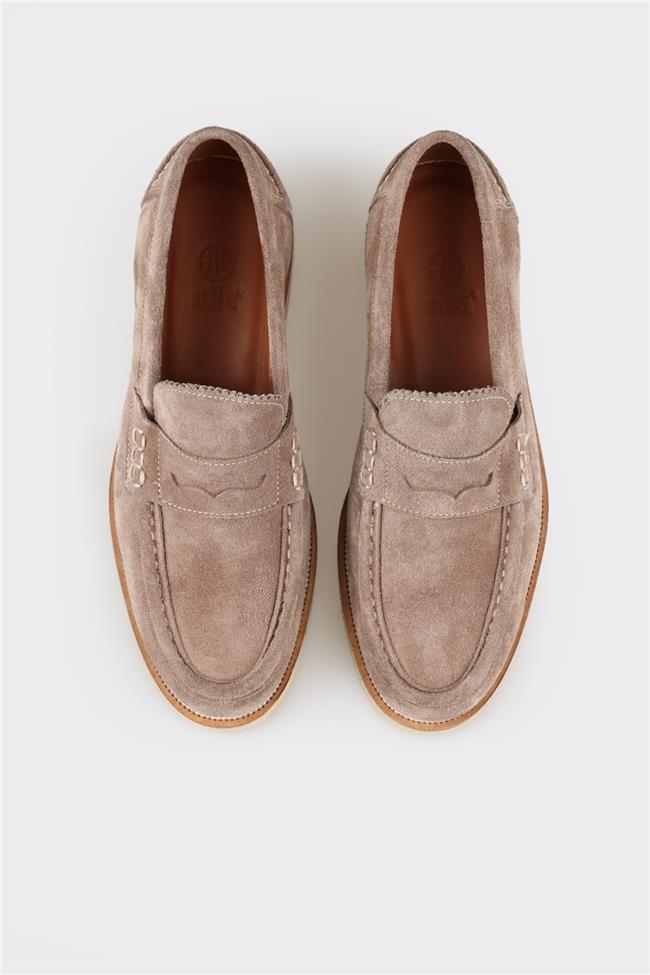 Bej Deri Erkek Loafer