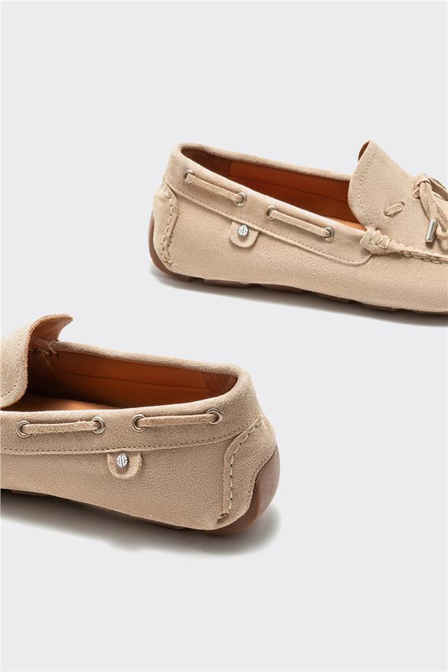 Bej Deri Erkek Loafer