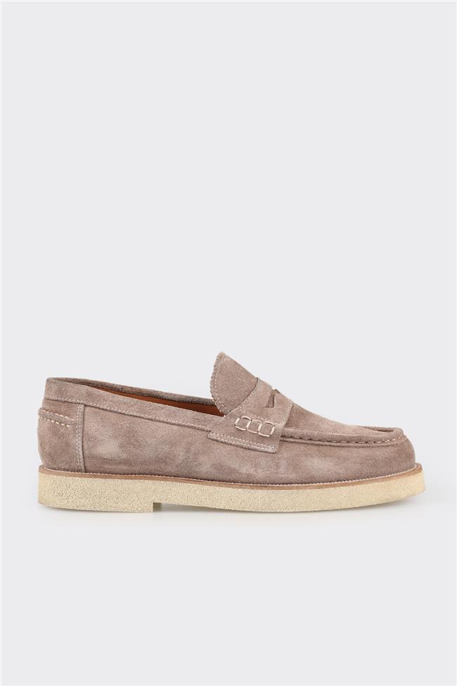 Bej Deri Erkek Loafer