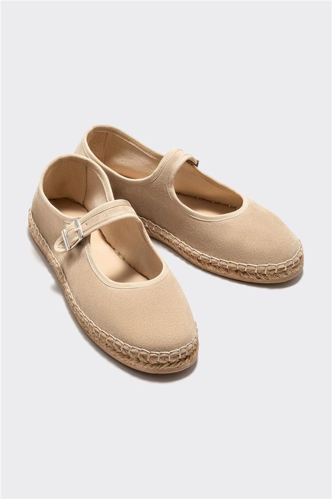 Bej Deri Kadın Espadril