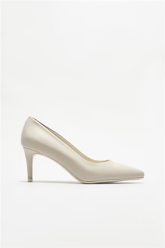Bej Deri Kadın Stiletto
