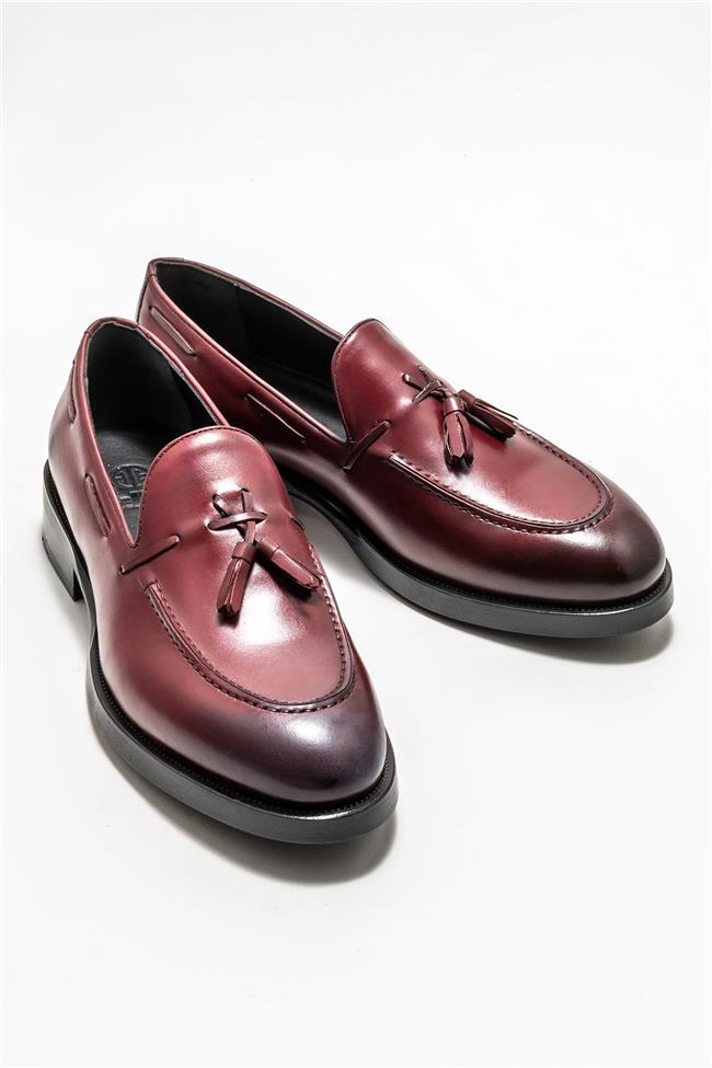 Bordo Deri Erkek Loafer