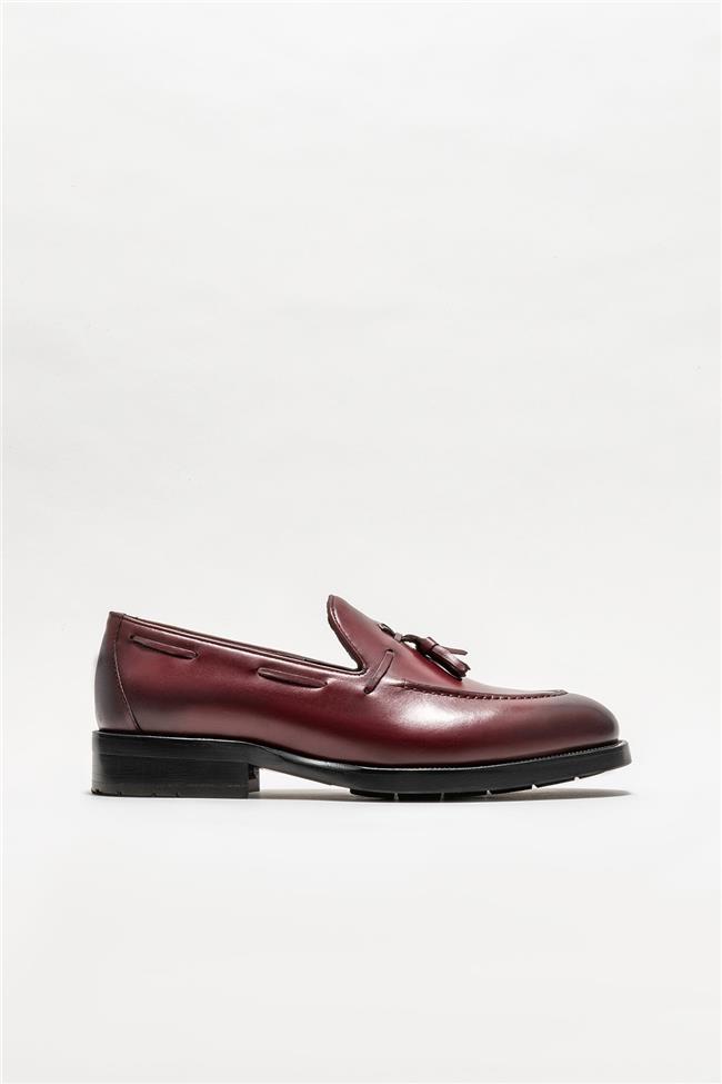 Bordo Deri Erkek Loafer
