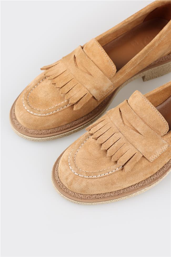 Camel Deri Kadın Loafer