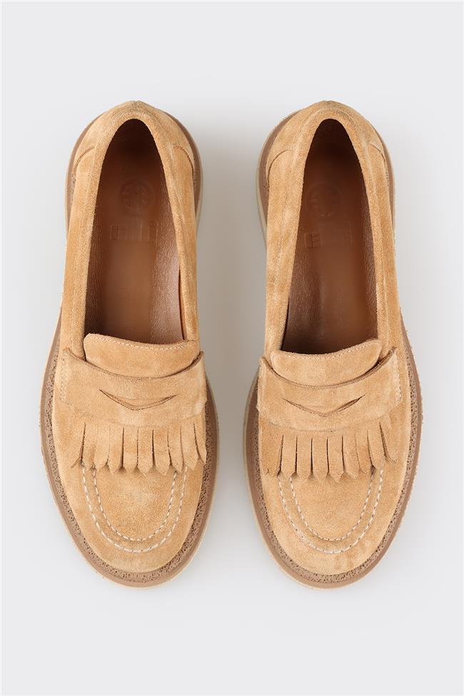 Camel Deri Kadın Loafer
