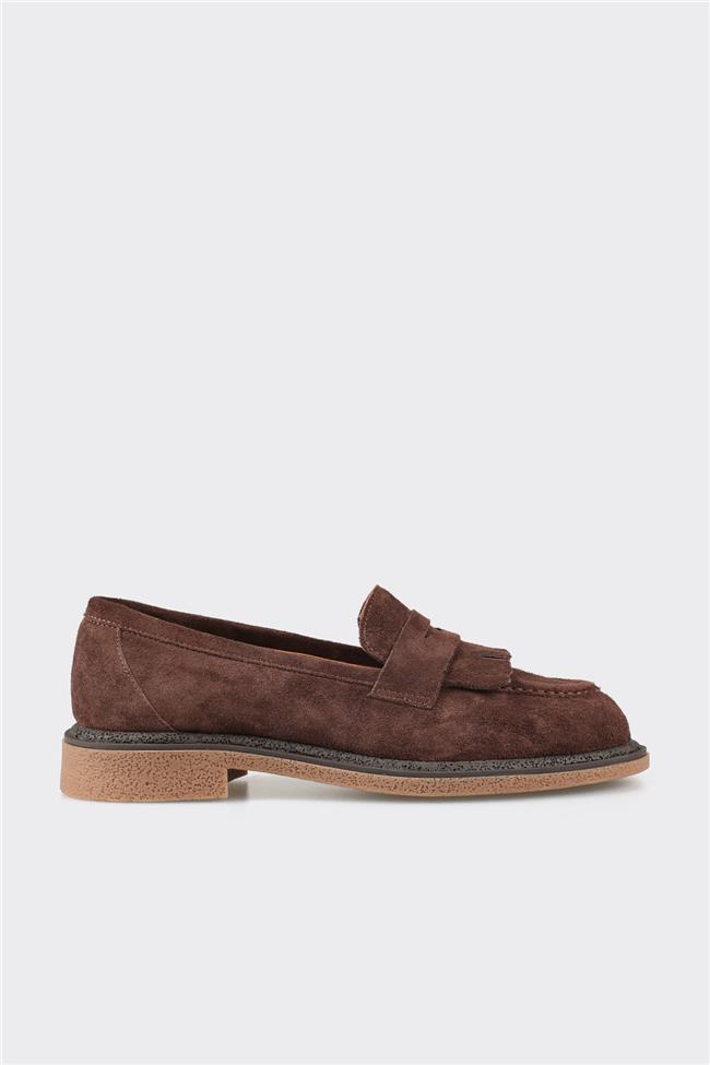 Kahve Deri Kadın Loafer