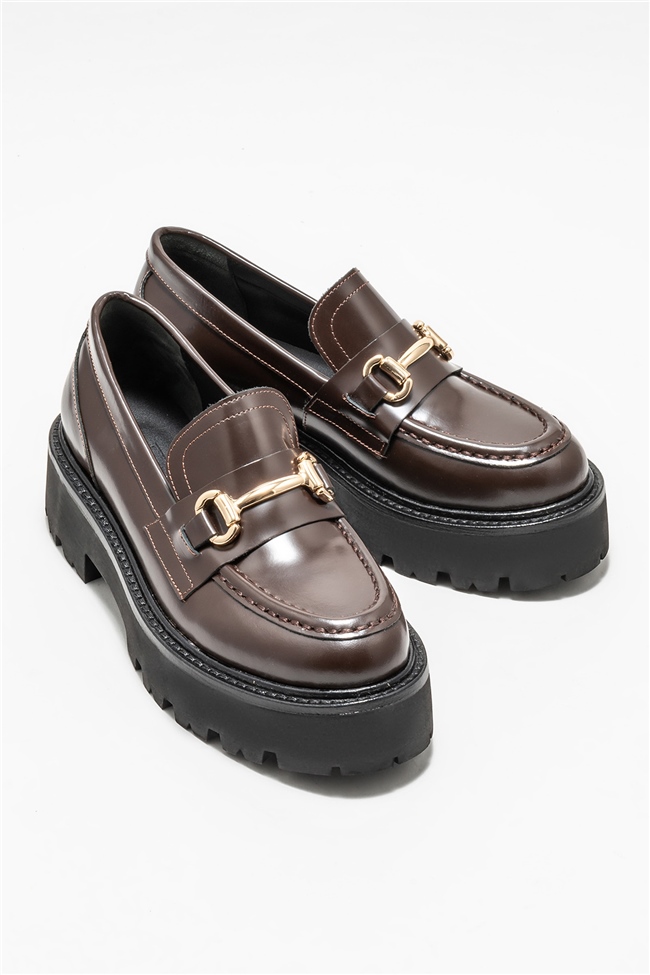 Kahve Deri Kadın Loafer