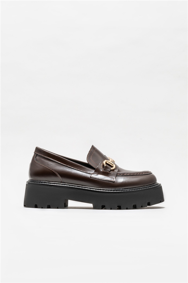 Kahve Deri Kadın Loafer