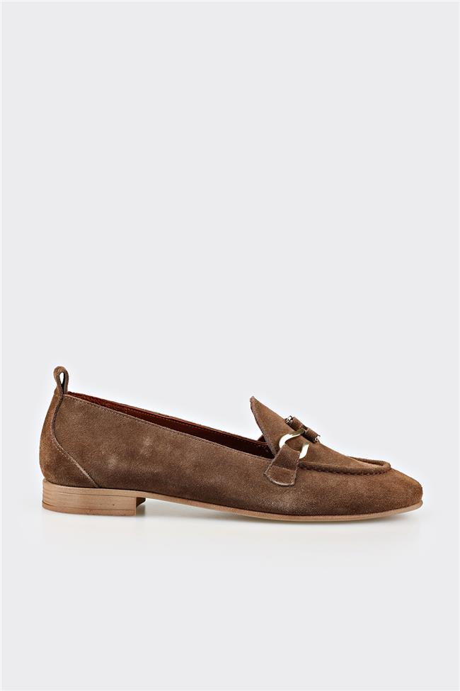 Kahve Deri Kadın Loafer