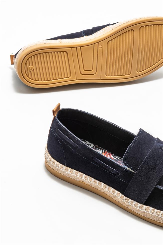 Lacivert Deri Erkek Espadril