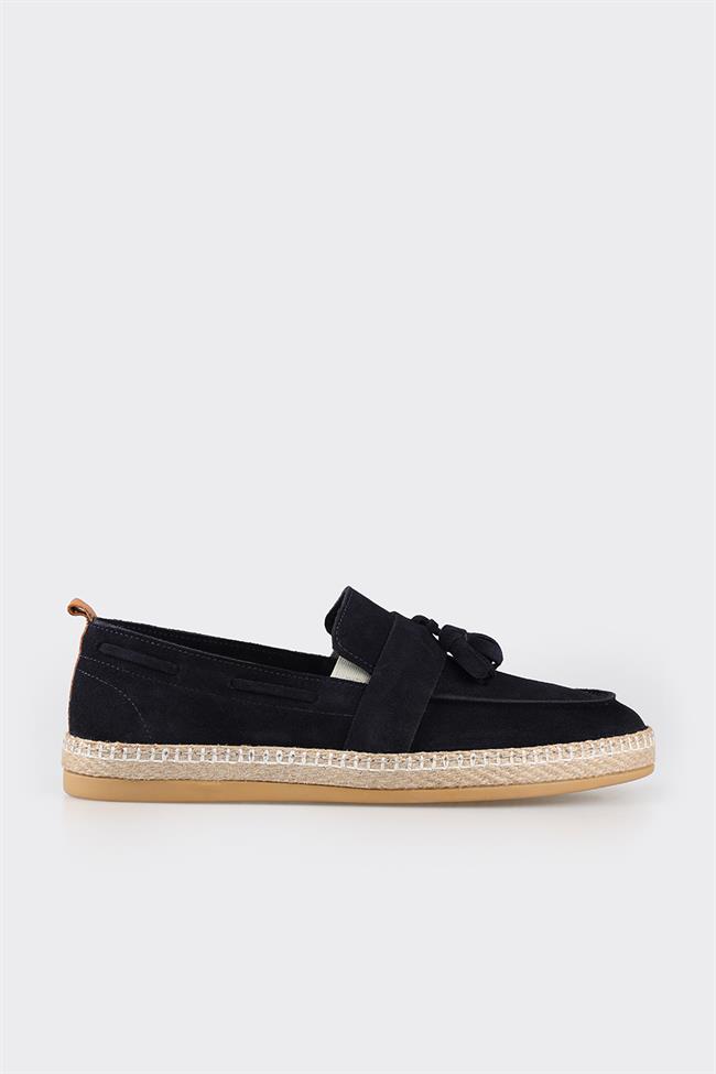 Lacivert Deri Erkek Espadril