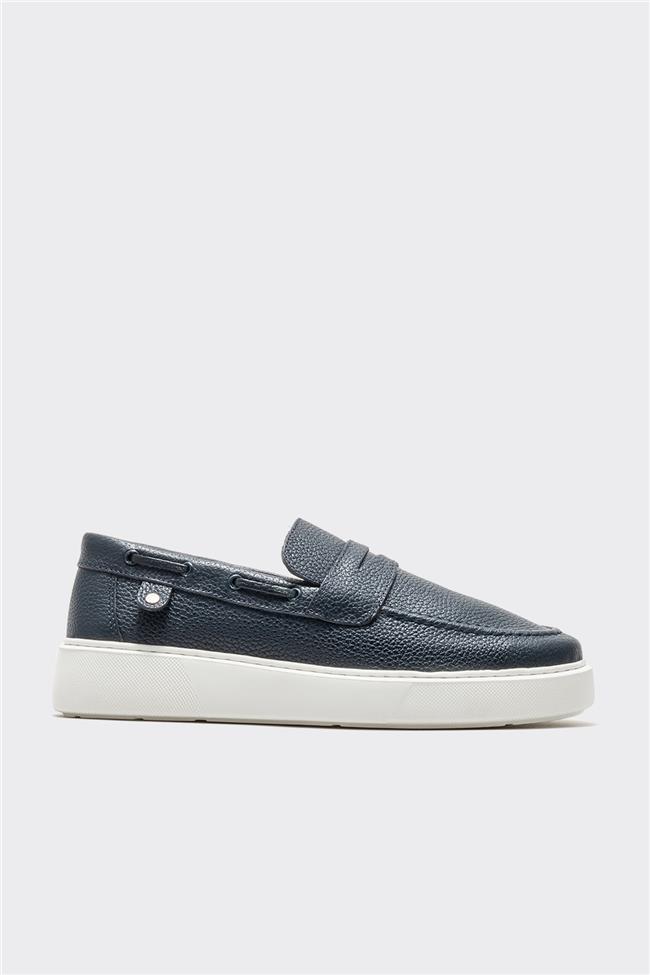 Lacivert Deri Erkek Günlük Loafer
