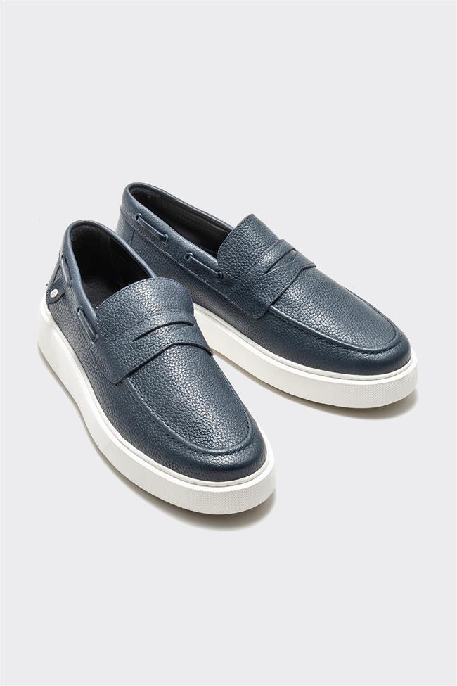 Lacivert Deri Erkek Günlük Loafer