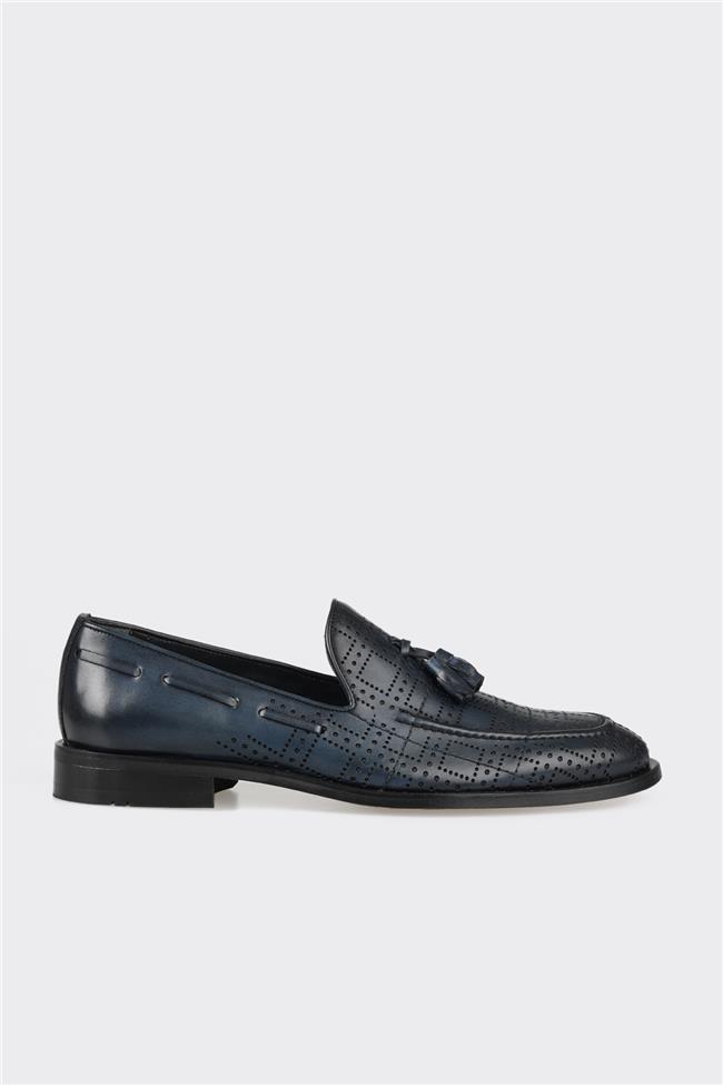 Lacivert Deri Erkek Loafer