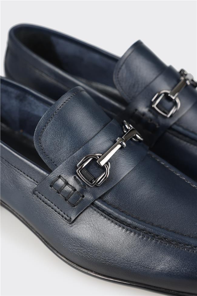 Lacivert Deri Erkek Loafer