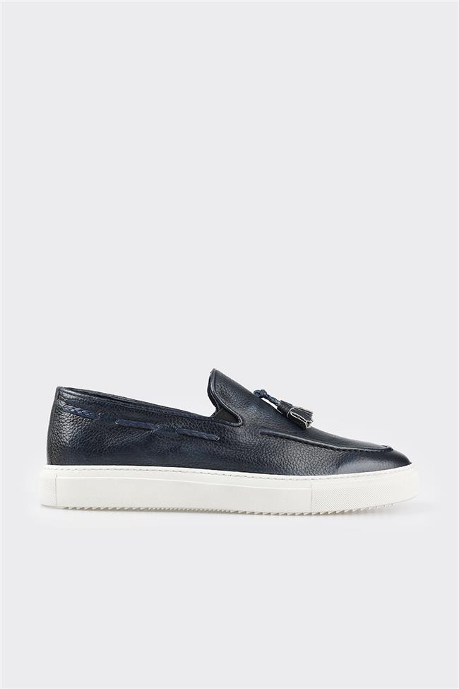 Lacivert Deri Erkek Loafer